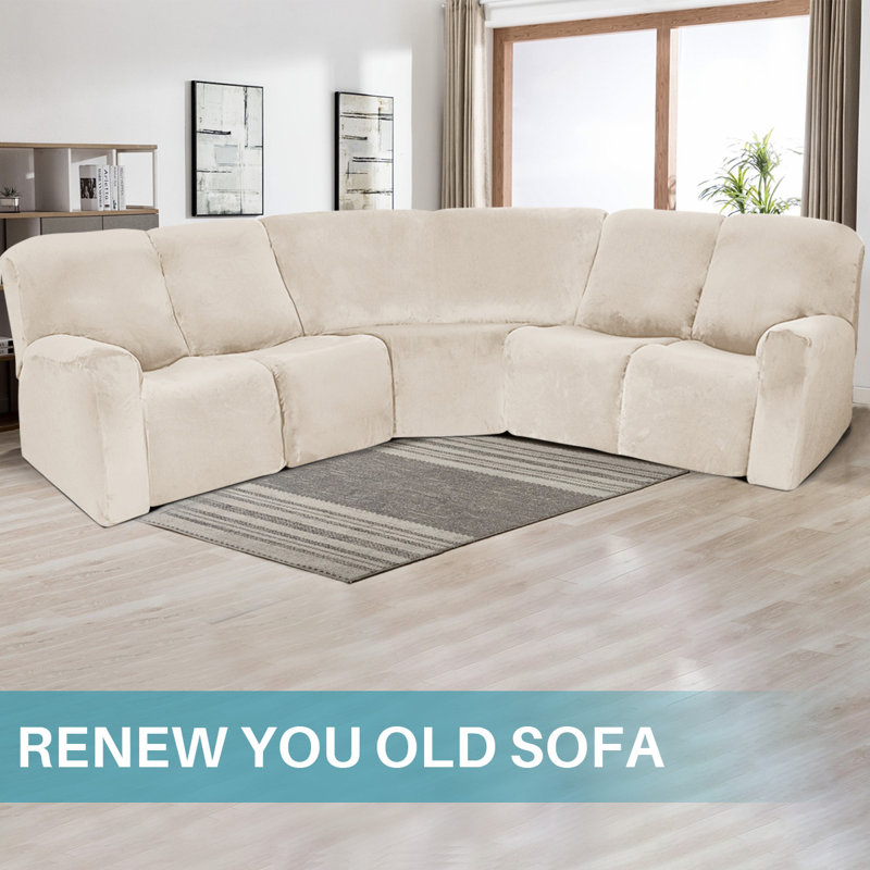 Latitude Run® Velvet Stretch 7Piece Sectional Sofa CoversReclining